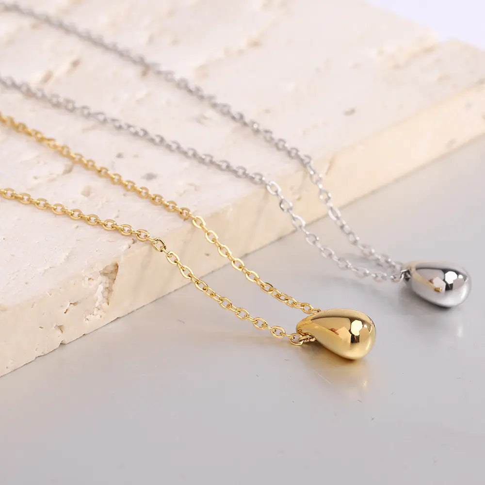 Minimalist Titanium Steel Water Drop Necklace for Her