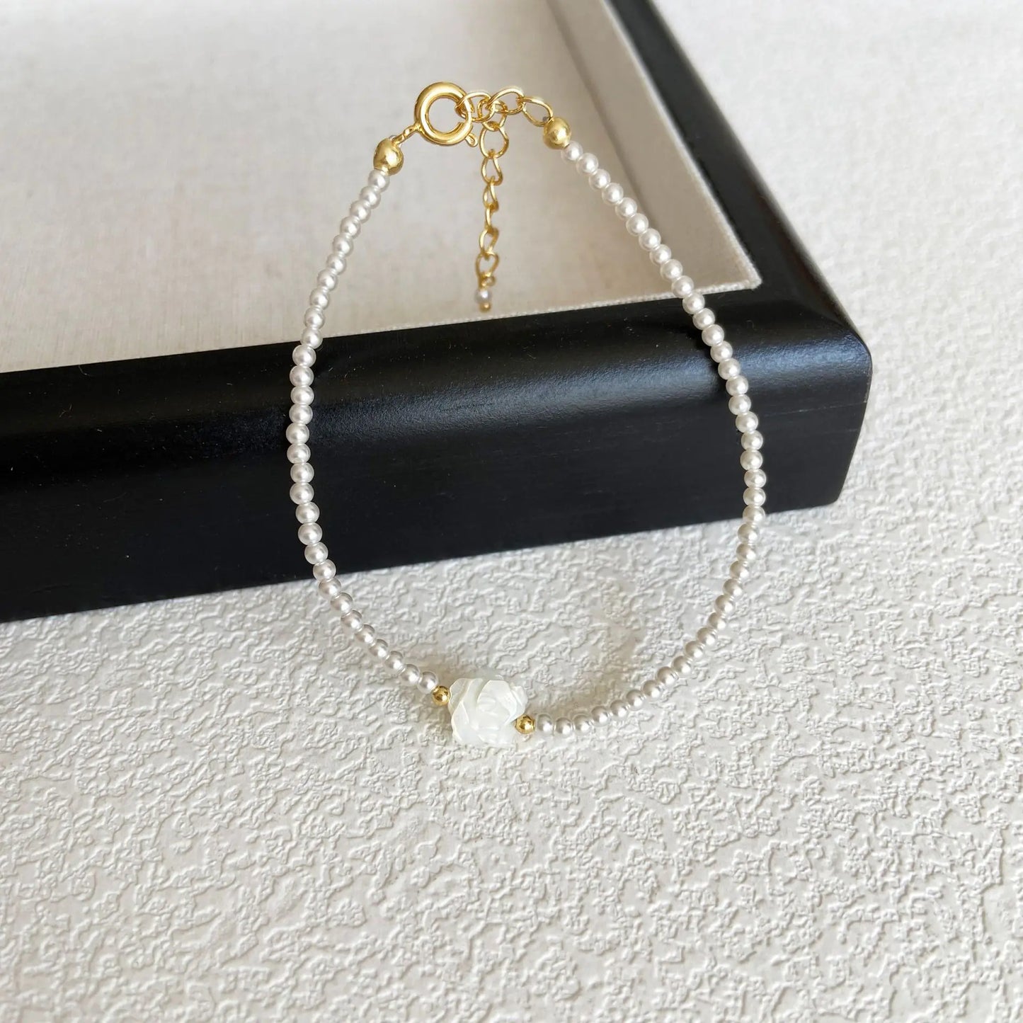 French Vintage Camellia Pearl Jewelry Set with Rose