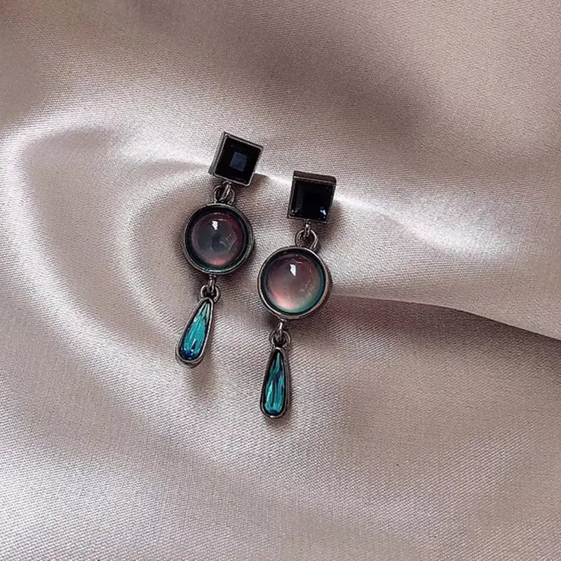 Baroque Style Gemstone Crystal Earrings with 925 Silver