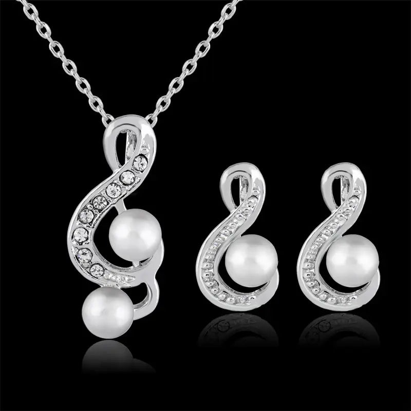 Trendy Pearl Two-Piece Bridal Jewelry Set