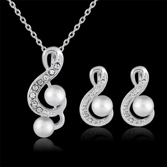 Trendy Pearl Two-Piece Bridal Jewelry Set