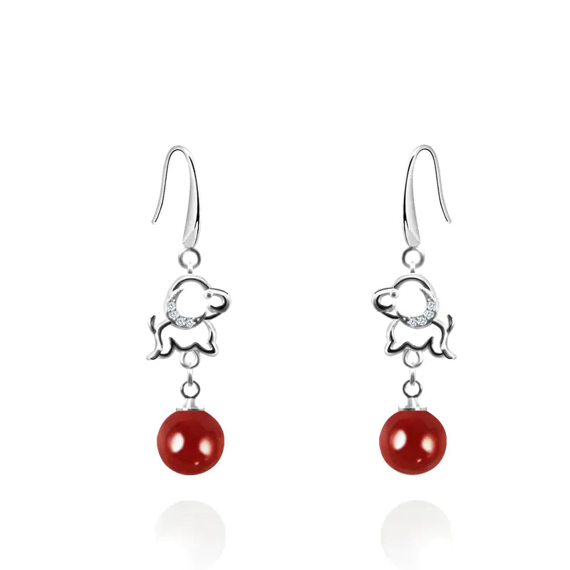 Dog Pearl Earrings - Animal Theme Jewelry