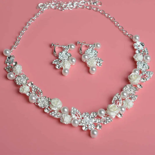 High-End Pearl Flower Bridal Jewelry Set