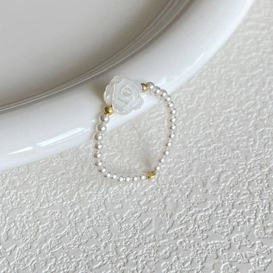 French Vintage Camellia Pearl Jewelry Set with Rose