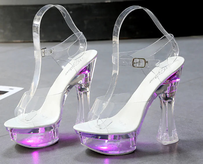 Transparent Crystal Platform High Heels Wedge Sandals