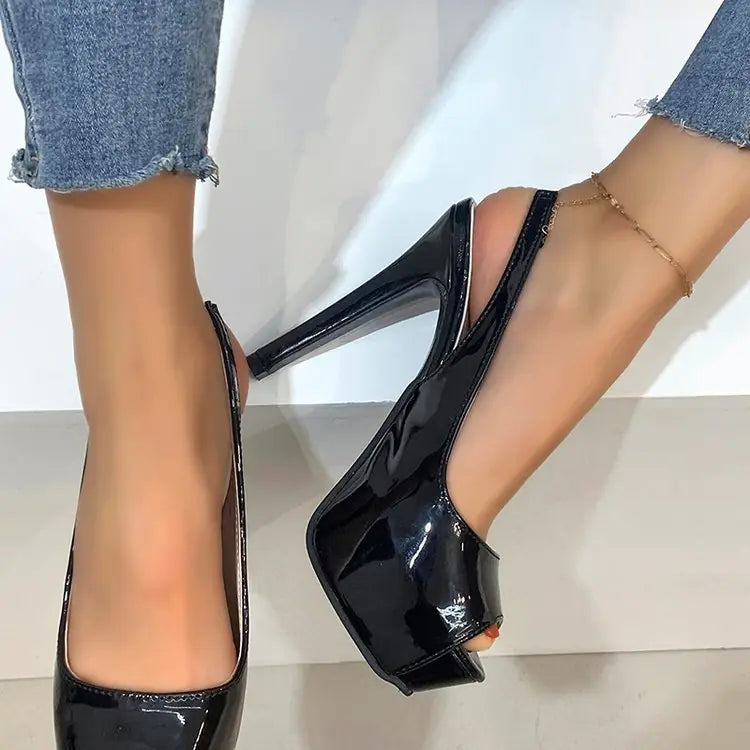 Women's 35-43 Open-Toe High Heels with Platform (13cm)