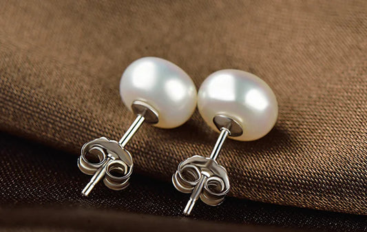 925 Silver Pearl Stud Earrings, Cute Fashion Jewelry