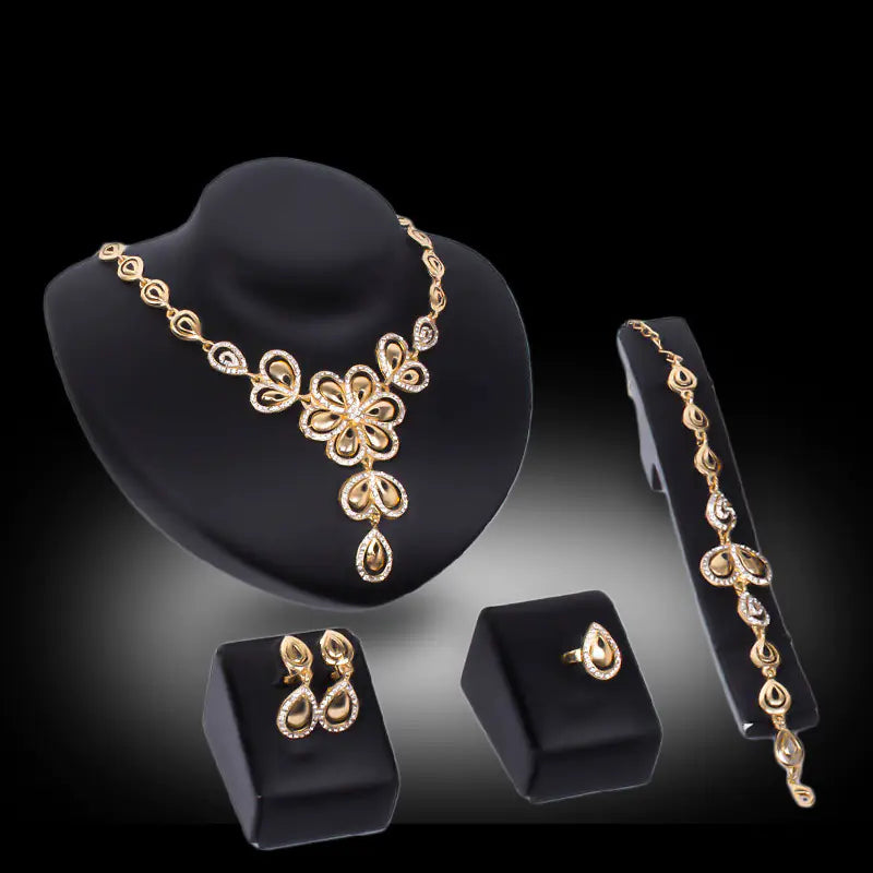 Gold Jewelry Set with Big Butterfly Bridal Accessories