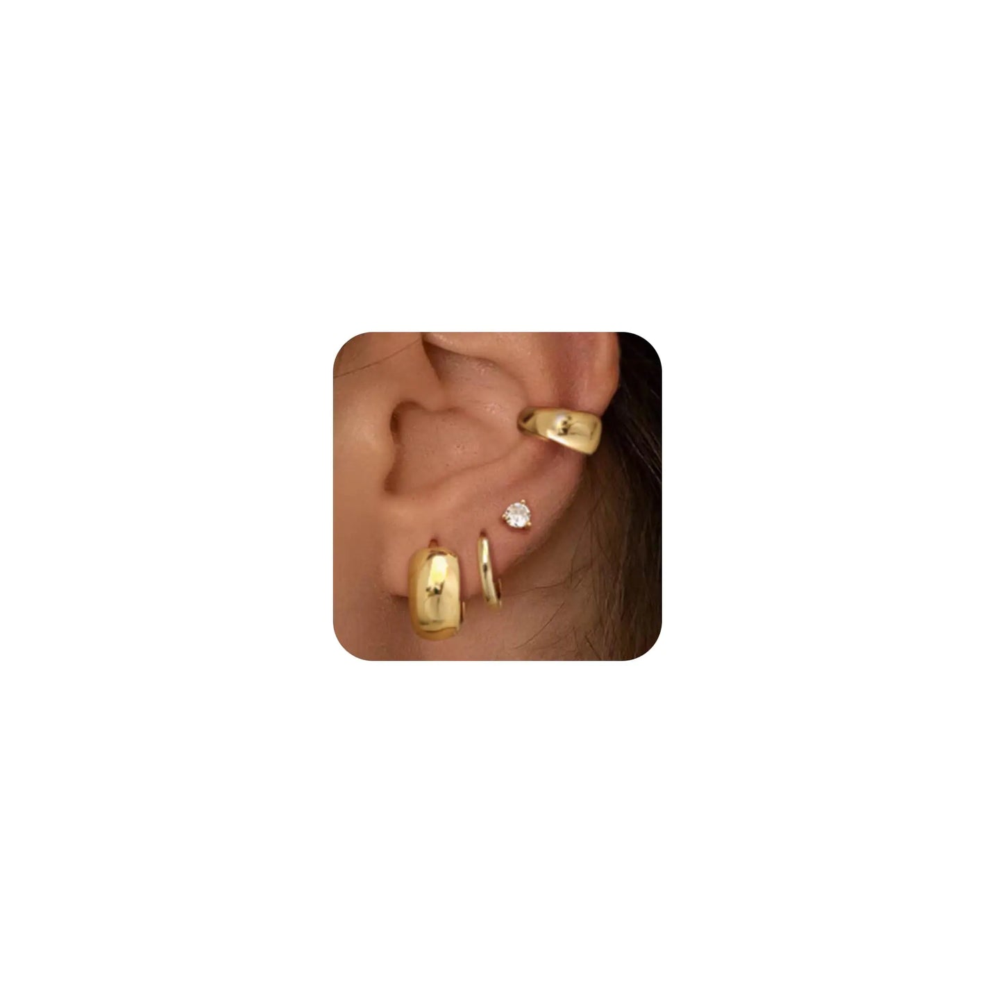 Gold Earring Set - Gold Ear Cuff Earrings for Women Gold Hoop Earrings for Women Clip on Earrings Women Chunky Gold Earrings Cartilage Earring Gold Earrings for Women Trendy Gold Jewelry