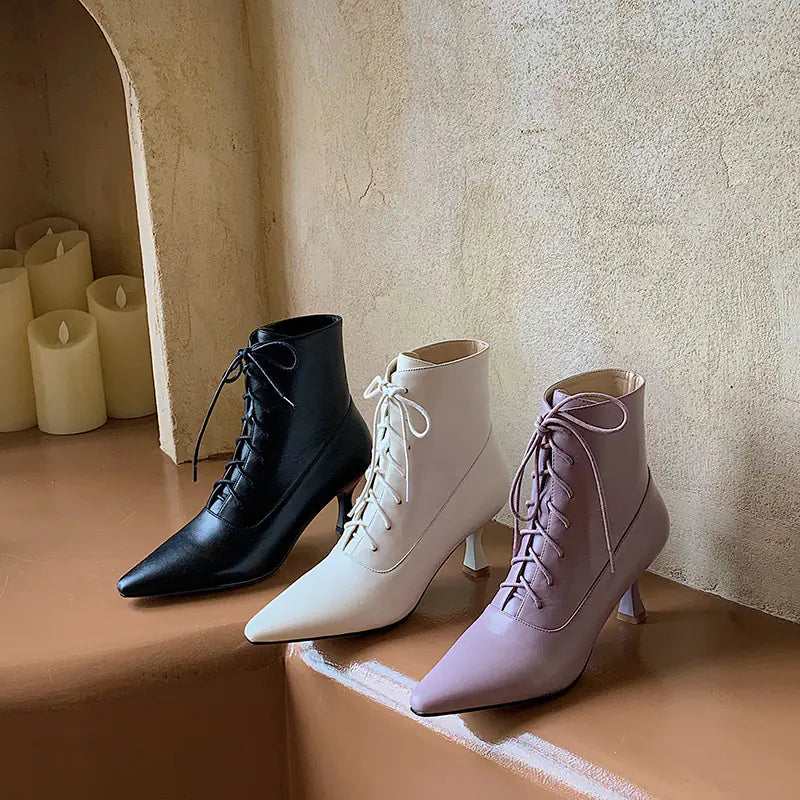 Pointed High Heels in Fashion Cattlehide Leather
