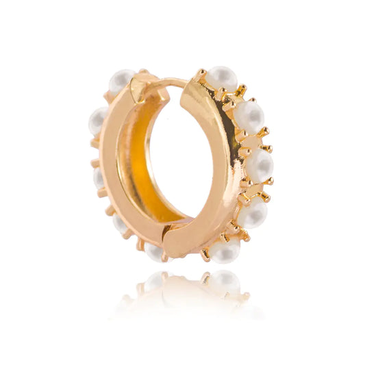Colorful Pearl Copper Hoop Earrings Fashion Jewelry