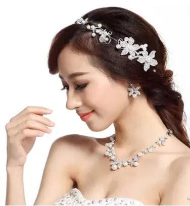 Bridal Jewelry Set with Pearl and Rhinestone Accents