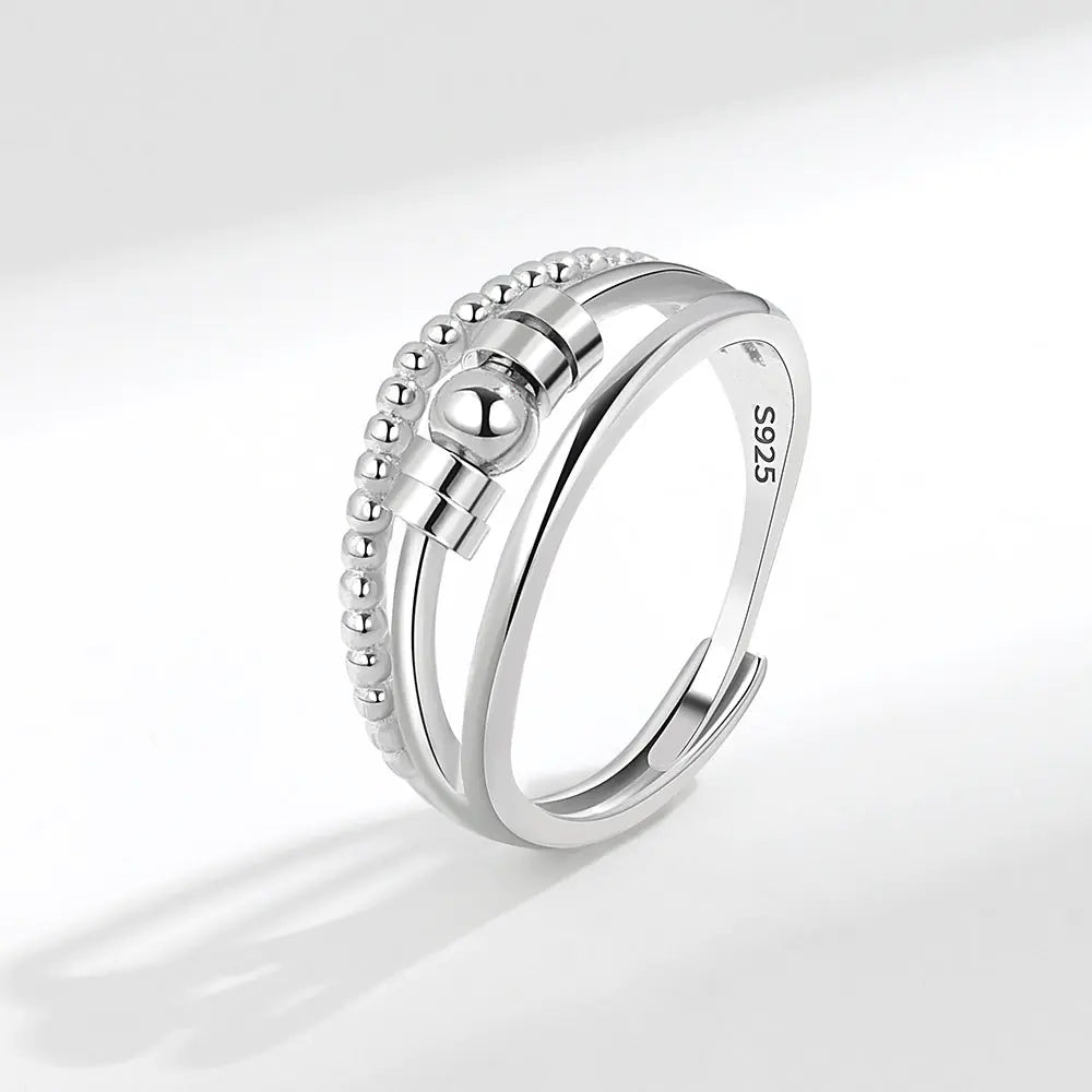New S925 Silver Double Layer Rotating Anxiety Ring
