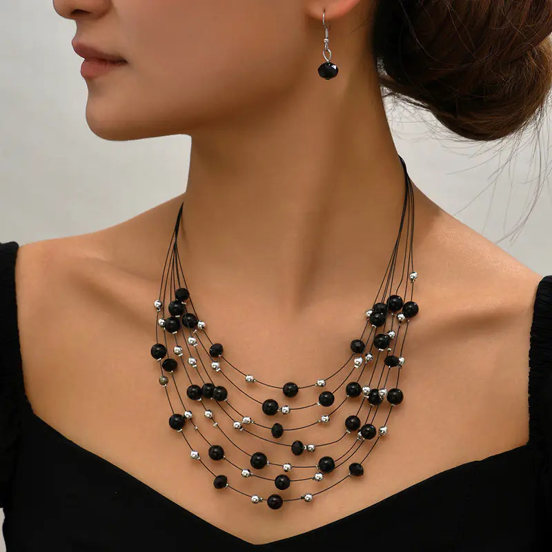 Bohemian Handmade Beaded Crystal Pearl Jewelry Set