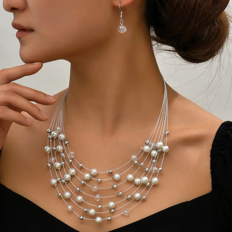 Bohemian Handmade Beaded Crystal Pearl Jewelry Set