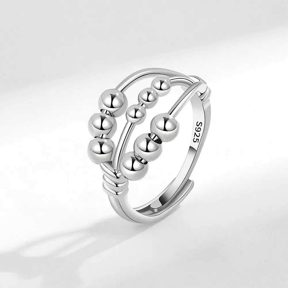 New S925 Silver Double Layer Rotating Anxiety Ring