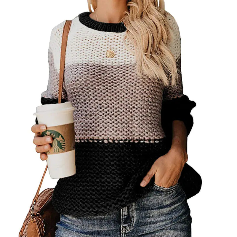 2019 Fashion Chunky Color Block Sweater for Women