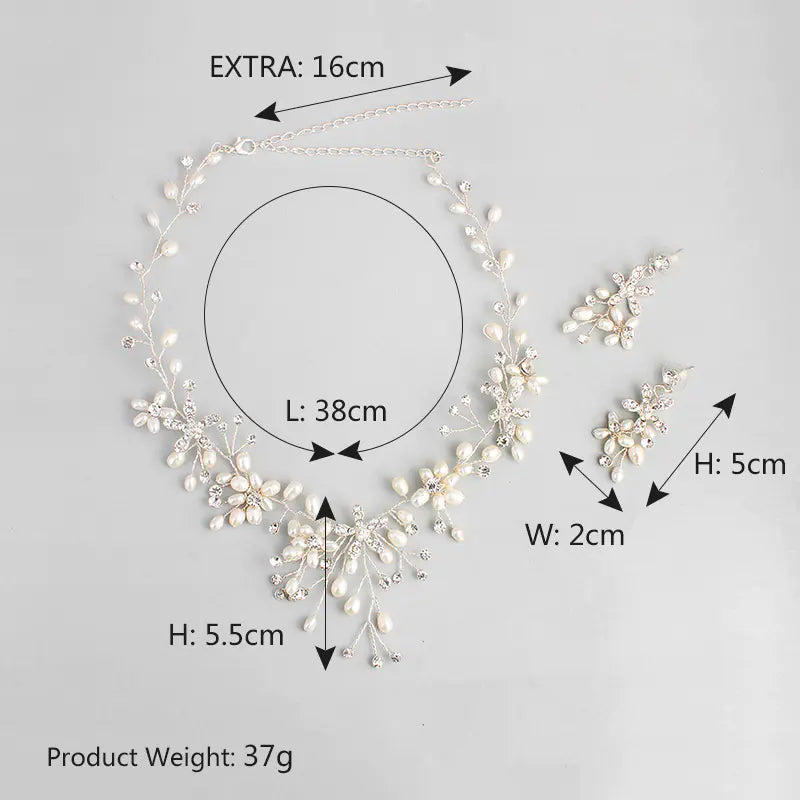 Bridal Jewelry Set with Handmade Pearl Necklace & Earrings