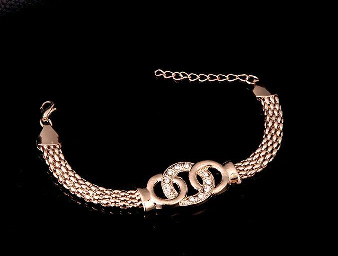 18K Gold-Plated Jewelry Set: Necklace, Earrings, Bracelet, Ring