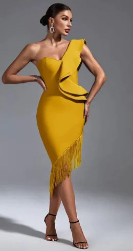 2023 Fashionable Asymmetrical Ruffle Backless Dress