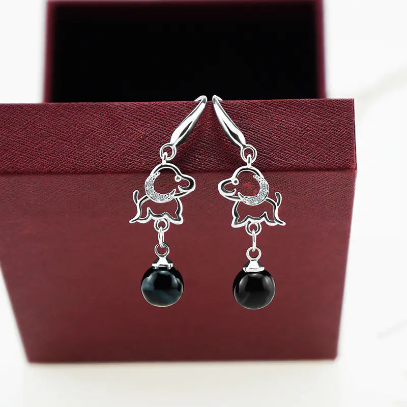 Dog Pearl Earrings - Animal Theme Jewelry