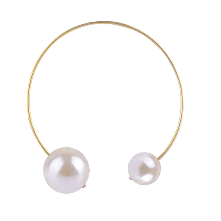 3-Piece Pearl Jewelry Set with Gold Necklace, Bracelet, Earrings