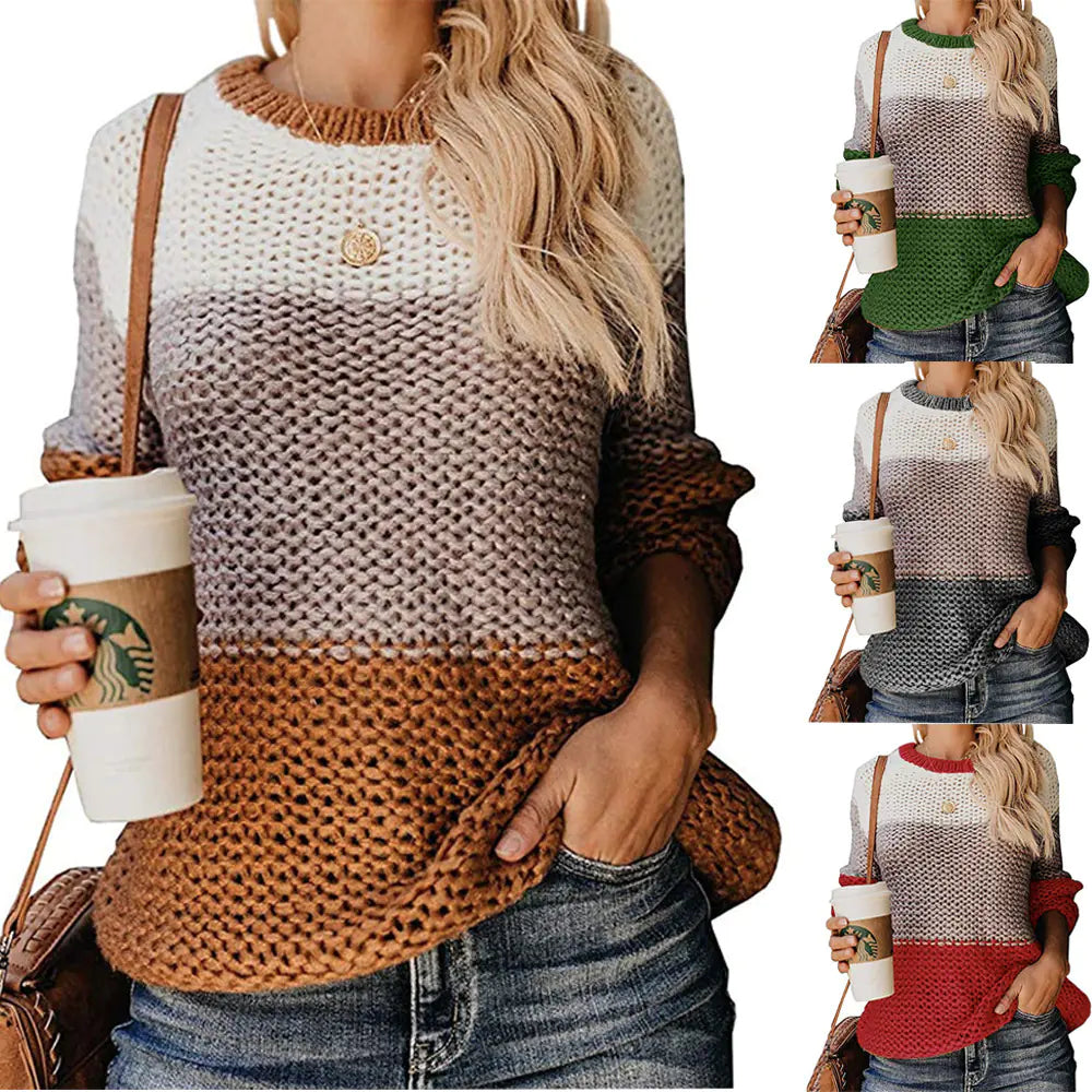 2019 Fashion Chunky Color Block Sweater for Women
