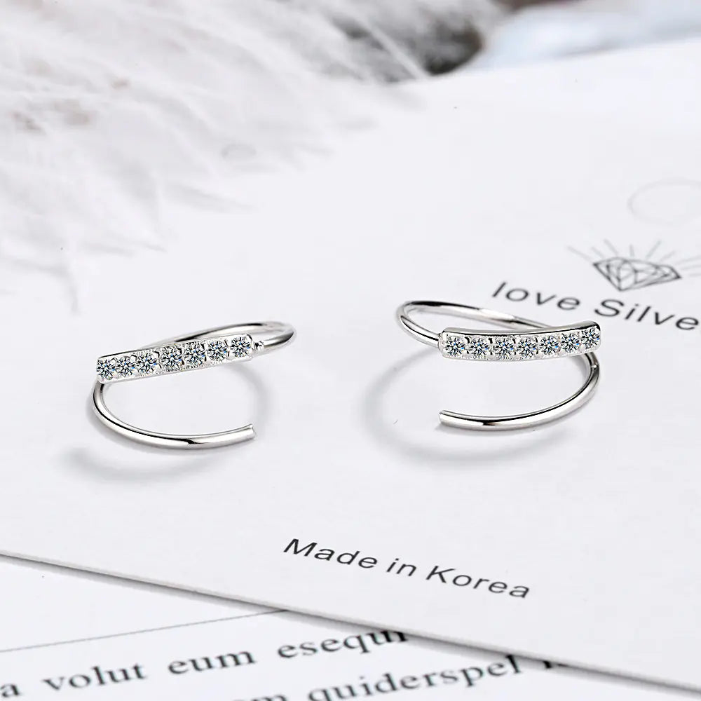 Fashionable Short Wave Earrings with Cubic Zirconia