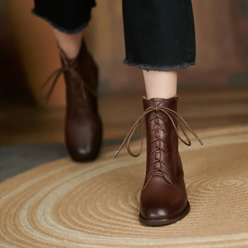 Brown Slim Fit Martin Boots for Women - 2023 Style