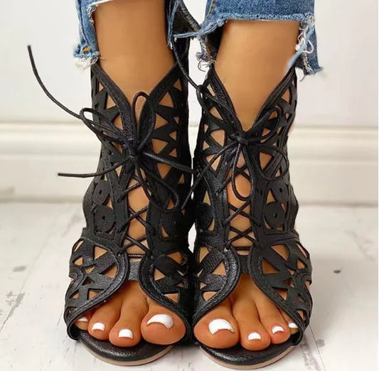 Ethnic Style Cutout Flat Sandals for Women (One Pair)