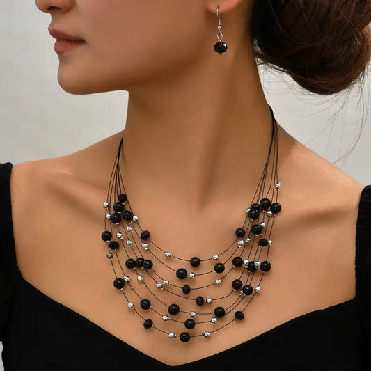 Bohemian Handmade Beaded Crystal Pearl Jewelry Set