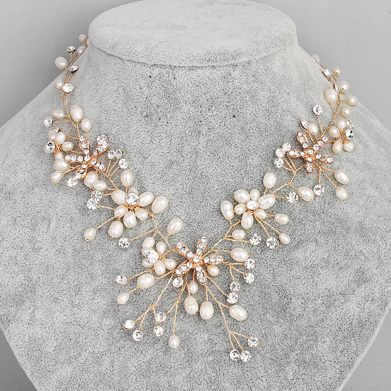 Bridal Jewelry Set with Handmade Pearl Necklace & Earrings