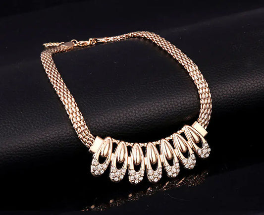 4-Piece Fashion Jewelry Set: 18K Gold Necklace & Earrings