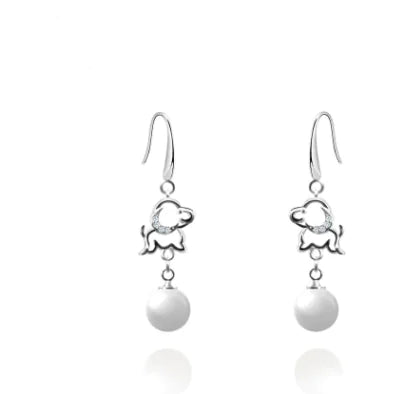 Dog Pearl Earrings - Animal Theme Jewelry