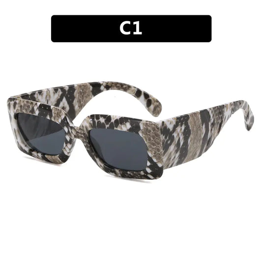 Retro Square Sunglasses with Snake Skin Pattern 2023