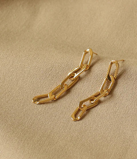 Vacuum Plated Gold Chain Earrings for Elegant Style