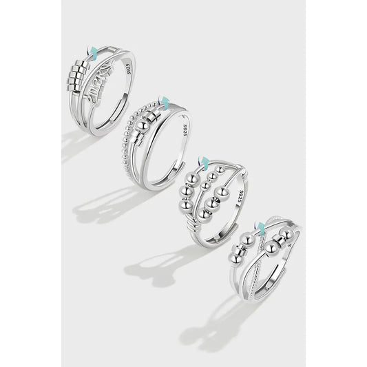 New S925 Silver Double Layer Rotating Anxiety Ring