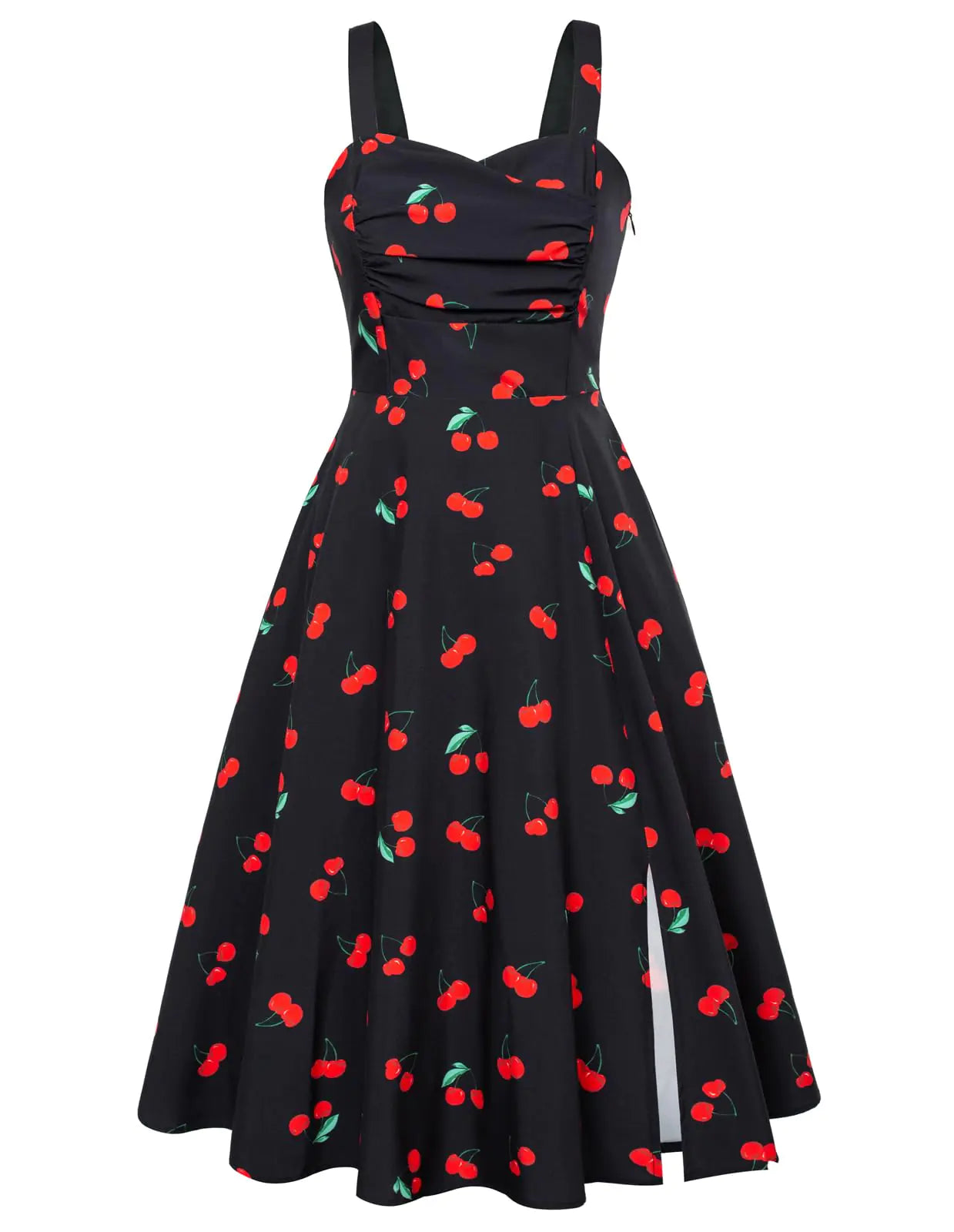 2024 Summer Sleeveless Spaghetti Strap Sundress Vintage Elegant Black Cherry Tea Party Dresses with Pocket Small
