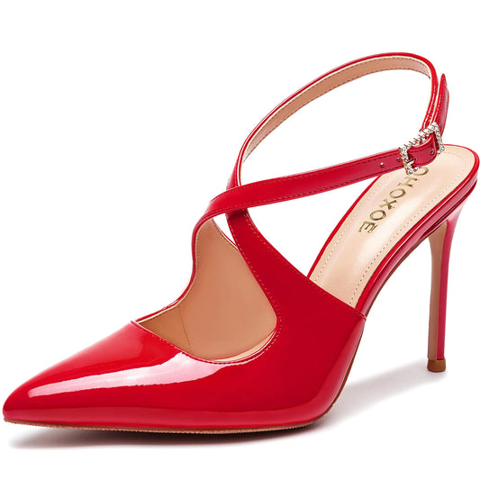 Womens Pumps Slingback Heels for Women Closed Pointed Toe Sling Back Kitten Heels Red Stiletto Heels Wedding Party Dress Sandals Shoes Size 10