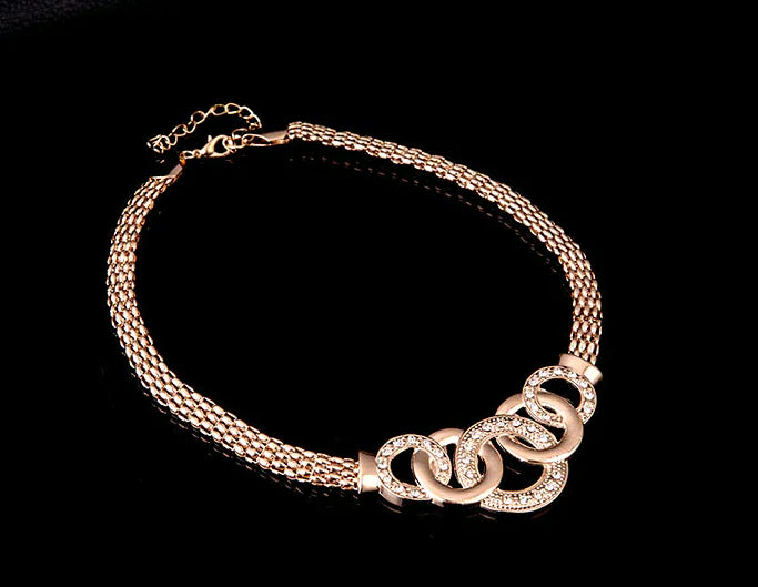 18K Gold-Plated Jewelry Set: Necklace, Earrings, Bracelet, Ring