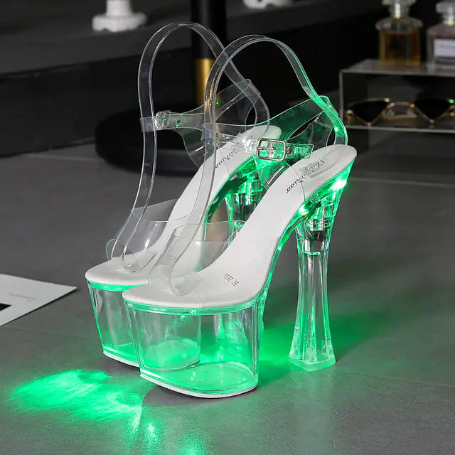 Transparent Crystal Platform High Heels Wedge Sandals