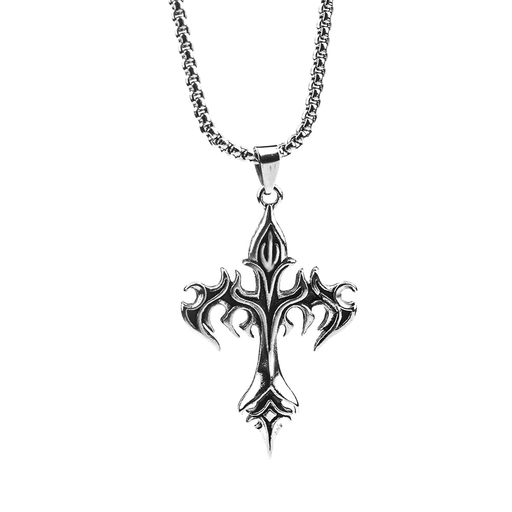 Men's Steel Warrior Jewelry - Cross Pendant Necklace
