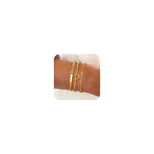 Gold Bangle Bracelets for Women 14K Plated Gold Bracelet Stack Gold Cuff Bracelet Set Dainty Tennis Beaded Cuban Figaro Link Chain Knot Bracelet Twisted Jewelry Sets for Womens Trendy Gifts