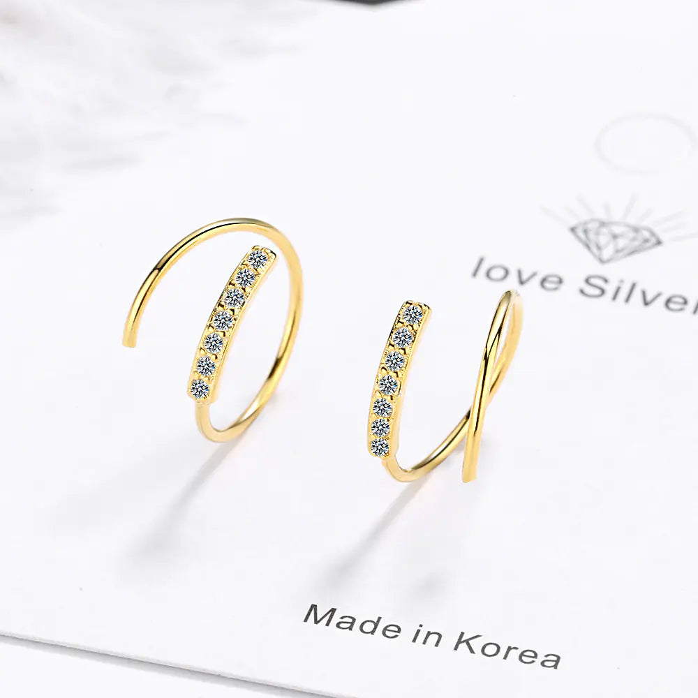 Fashionable Short Wave Earrings with Cubic Zirconia