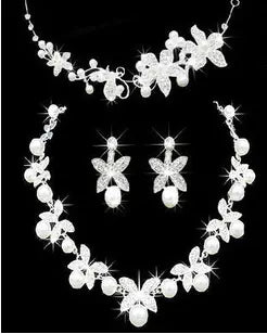 Bridal Jewelry Set with Pearl and Rhinestone Accents