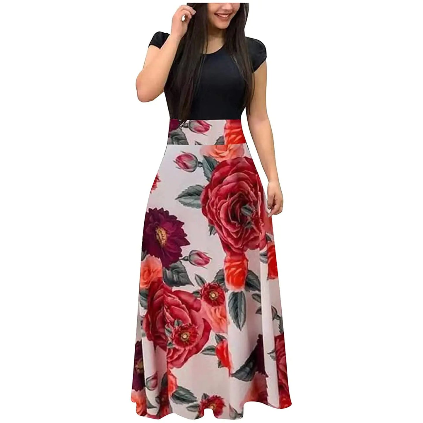 Beach Dresses for Women 2025Casual Homecoming Dresses Plus Size Formal Elegant Sexy Party Club Prom Flowy Short Sleeve Summer Maxi Cocktail Long Tshirt Dress for Wedding Guest(F RedXX-Large)