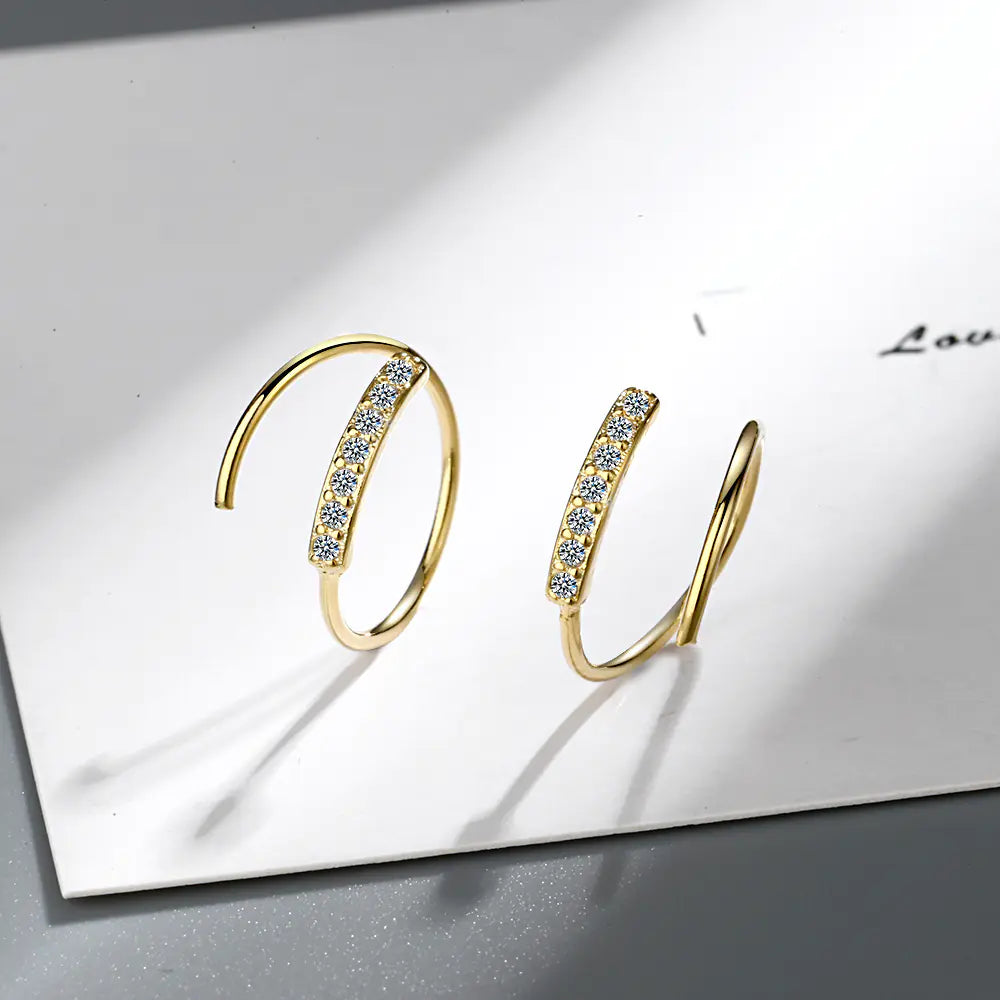 Fashionable Short Wave Earrings with Cubic Zirconia