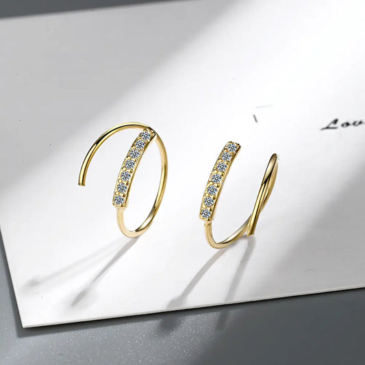 Fashionable Short Wave Earrings with Cubic Zirconia