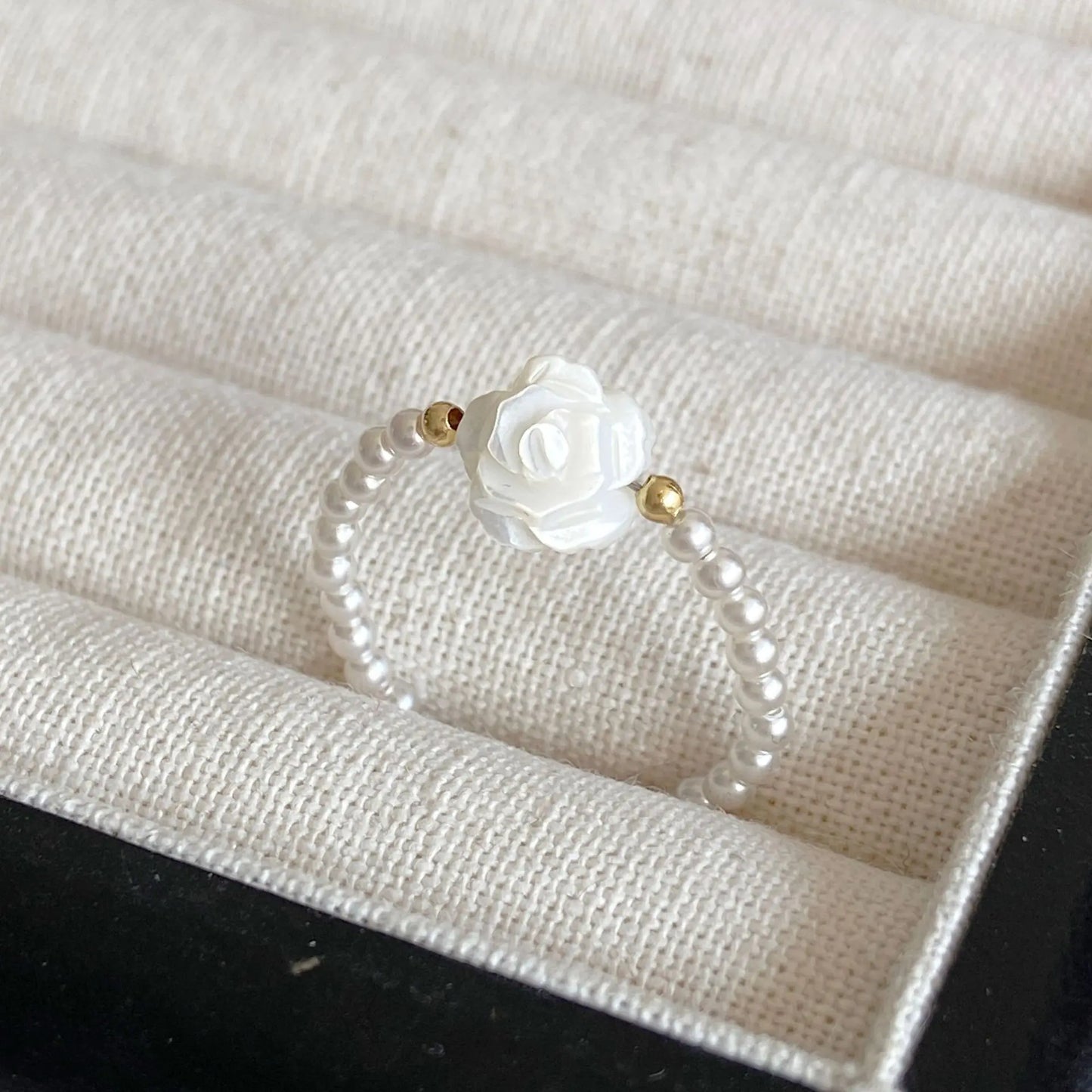French Vintage Camellia Pearl Jewelry Set with Rose