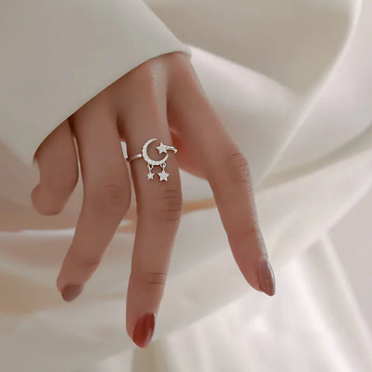 Diamond Star Moon Ring for Women - Sweet & Simple